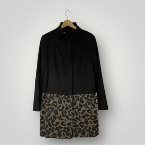 TAHARI Verona Coat Jacket Womens 8 Wool  Black Animal Print Sz 12